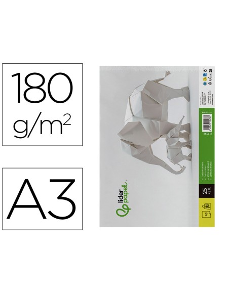 Cartulina liderpapel a3 180g/m2 blanco paquete de 25+5 hojas en carpeta dossier transparente con cierre