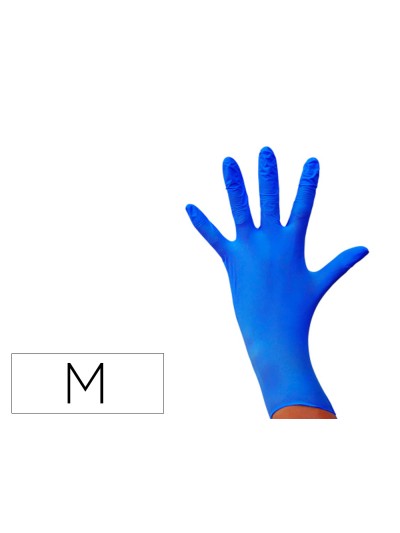 Guantes de nitrilo desechable sensitive sin polvo talla m mediana color azul caja de 100 unidades
