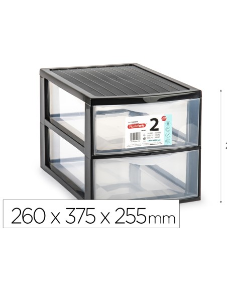 Cajonera plastiforte ebro 2 cajones color negro 260x375x255 mm
