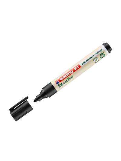 Rotulador edding 21 marcador permanente ecoline 90% reciclado color negro punta redonda 1,5-3 mm recargable