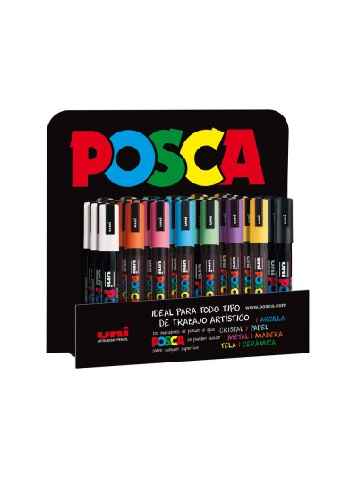 Rotulador uni posca pc-5m/3d marcador de pintura punta conica 1,8-2,5 mm expositor de 36 unidades colores