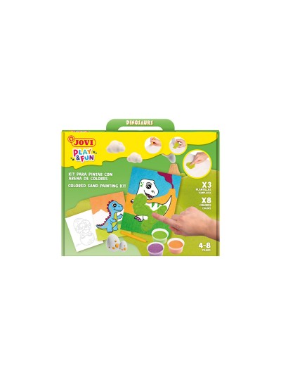 Juego jovi play&fun pinta con arena de colores dinosaurios