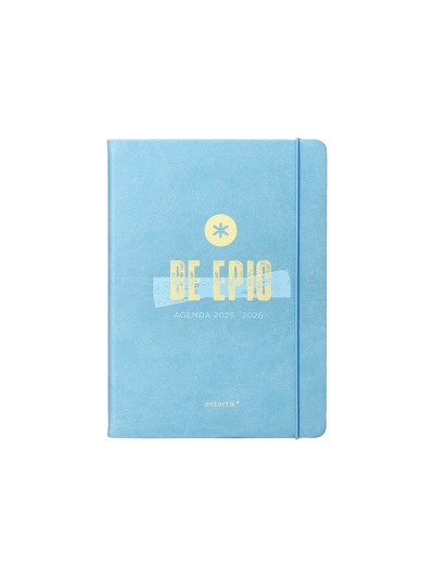 Agenda escolar antartik 25-26 encuadernada go! simil piel azul semana vista a5 bilingüe papel fsc 80 gr