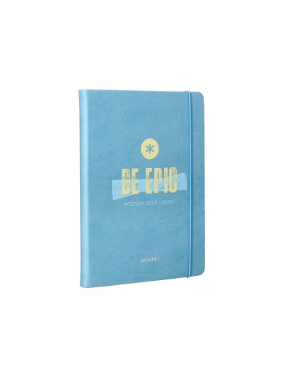 Agenda escolar antartik 25-26 encuadernada go! simil piel azul semana vista a5 bilingüe papel fsc 80 gr