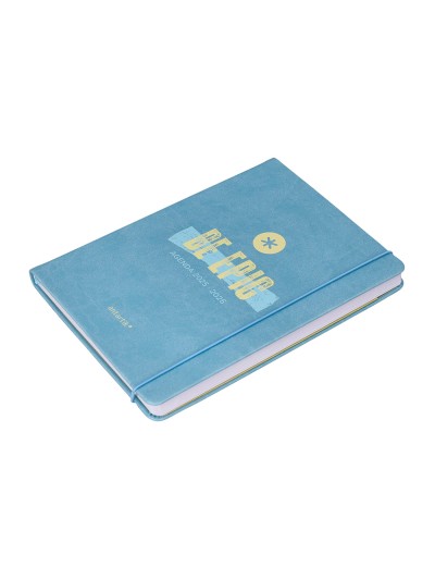 Agenda escolar antartik 25-26 encuadernada go! simil piel azul semana vista a5 bilingüe papel fsc 80 gr