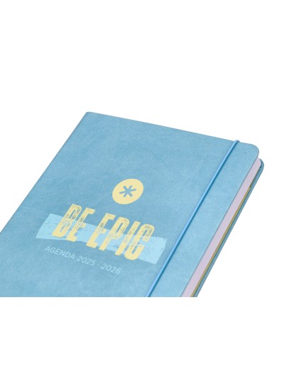 Agenda escolar antartik 25-26 encuadernada go! simil piel azul semana vista a5 bilingüe papel fsc 80 gr