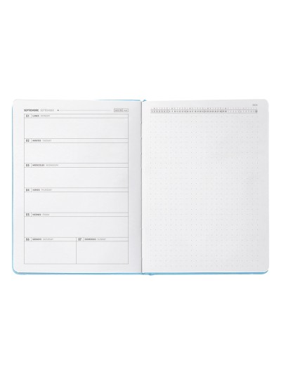 Agenda escolar antartik 25-26 encuadernada go! simil piel azul semana vista a5 bilingüe papel fsc 80 gr