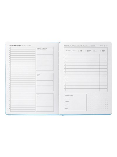 Agenda escolar antartik 25-26 encuadernada go! simil piel azul semana vista a5 bilingüe papel fsc 80 gr