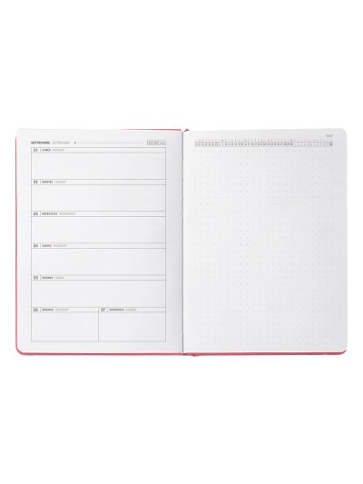 Agenda escolar antartik 25-26 encuadernada go! simil piel rosa semana vista a5 bilingüe papel fsc 80 gr