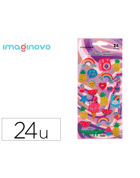 Pegatinas imaginovo diseños surtidos verano con brillo 214x100 mm en blister
