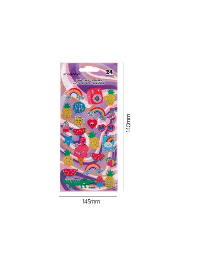 Pegatinas imaginovo diseños surtidos verano con brillo 214x100 mm en blister