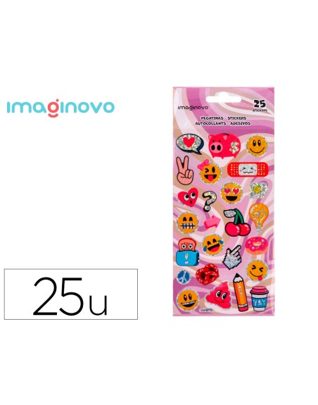 Pegatinas imaginovo diseños surtidos smiley con brillo 214x100 mm en blister