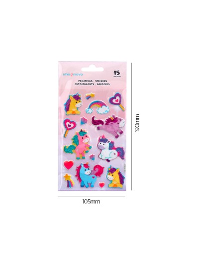 Pegatinas imaginovo unicornios magic dreams con brillo 190x105 mm en blister