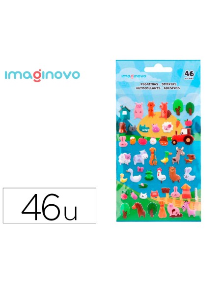 Pegatinas imaginovo cute animales granja con relieve 190x105 mm en blister