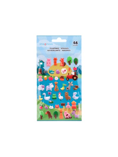 Pegatinas imaginovo cute animales granja con relieve 190x105 mm en blister