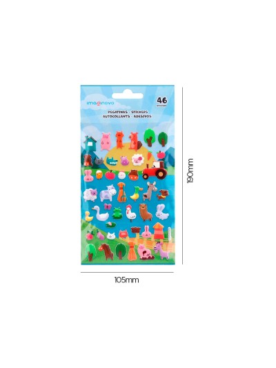 Pegatinas imaginovo cute animales granja con relieve 190x105 mm en blister