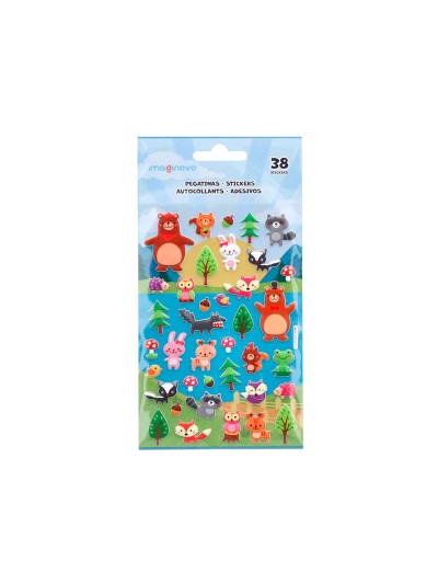 Pegatinas imaginovo cute animales bosque con relieve 190x105 mm en blister