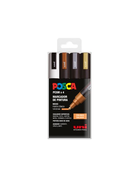 Rotulador uni posca pc-5m/4c estuche de 4 unidades colores galaxia surtidos