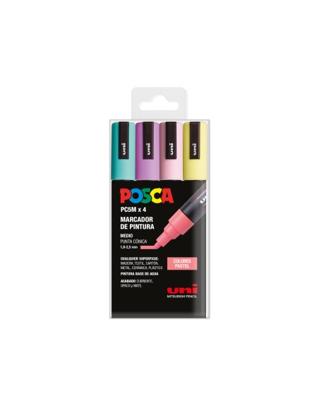 Rotulador uni posca pc-5m/4c estuche de 4 unidades colores pastel surtidos