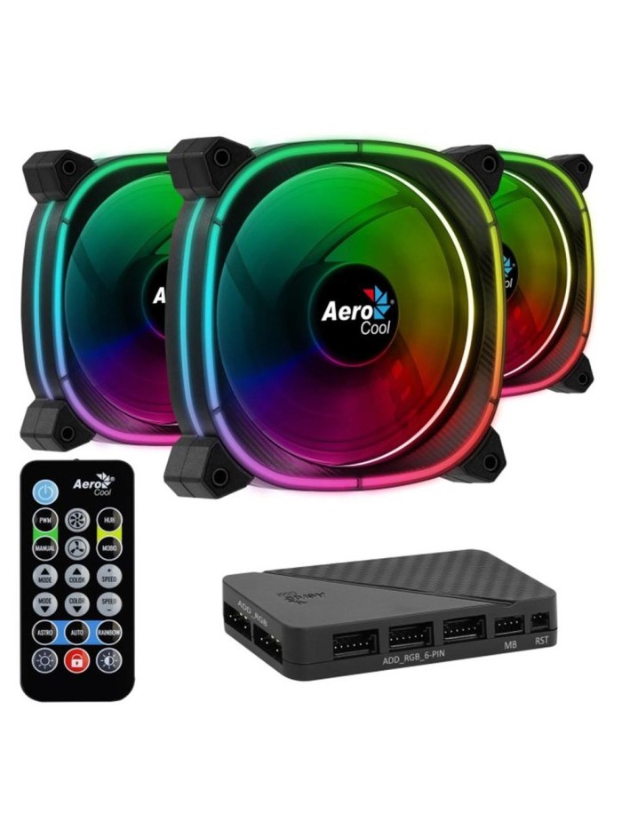 Ventilador de caja aerocool astro12pro argb 3x 120mm + hub h66f Ventilador de caja aerocool astro12pro argb 3x 120mm + hub h66f