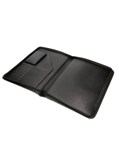 Carpeta portafolios cremallera con bolsa para movil y tarjetero color negro 260x355 mm