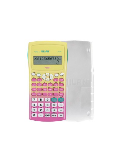 Calculadora milan cientifica m240 sunset tapa translucida 2 lineas 240 funciones 10+2 digitos color rosa /amarillo