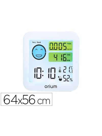 Medidor de aire orium quaelis 20 medidor de co2 y cov superficie 30 m2 pantalla lcd color blanco 8x2,5 x 8 cms