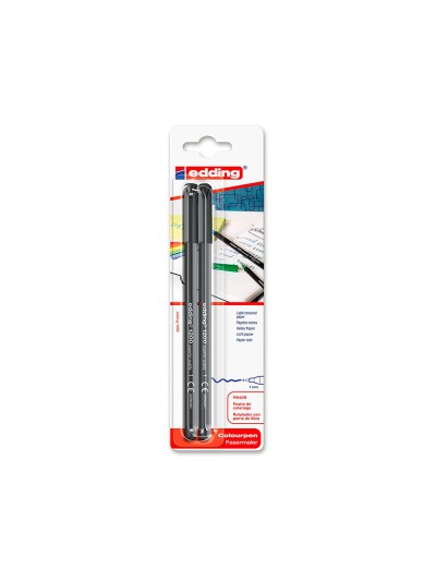 Rotulador edding punta fibra 1200 negro n.1 punta redonda 0.5 mm blister de 2 unidades