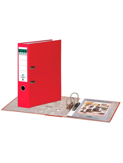 Archivador de palanca elba chic carton forrado pvc con rado din a4 lomo de 80 mm rojo