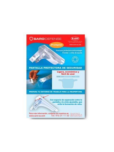 Protector facial transparente glasspack 400 mc cinta ajustable evita vaho medidas 235x330 mm transparente