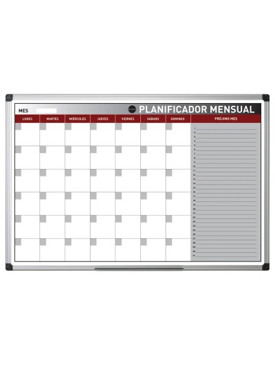Planning magnetico bi-office mensual lacado marco aluminio rotulable 90x60 cm