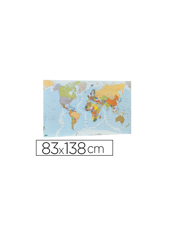 Mapa mural faibo planisferio plastificado enrollado 83x138 cm Mapa mural faibo planisferio plastificado enrollado 83x138 cm