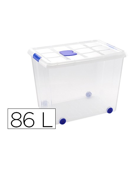 Contenedor plastico plasticforte 86 litros n 8 transparente con tapa 470x620x450 mm