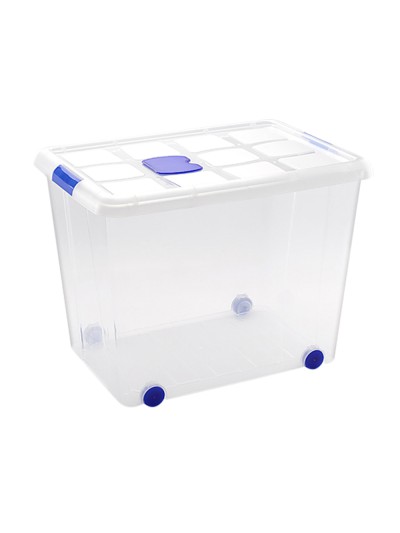 Contenedor plastico plasticforte 86 litros n 8 transparente con tapa 470x620x450 mm