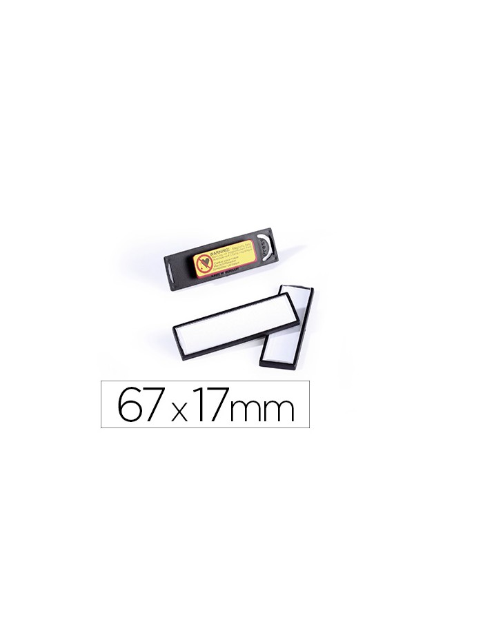 Identificador portanombre durable pvc antiarañazos con iman y efecto lupa color negro 67x17 mm Identificador portanombre durable pvc antiarañazos con iman y efecto lupa color negro 67x17 mm