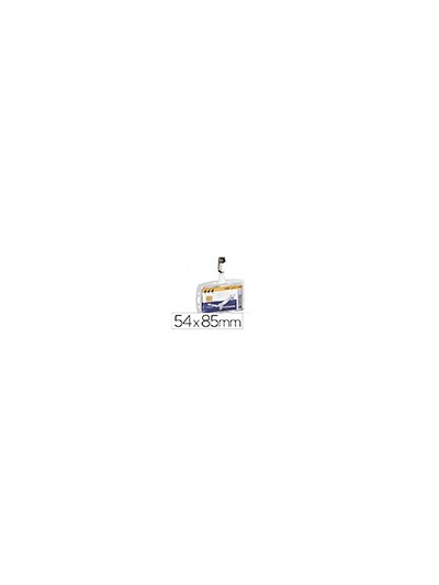 Identificador con pinza giratoria durable acrilico horizontal con uñero para pases de seguridad 54x85 mm