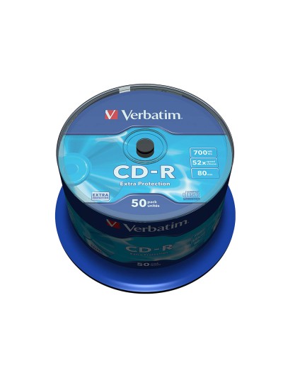 Cd-r verbatim capacidad 700mb velocidad 52x 80 min tarrina de 50 unidades