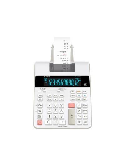 Calculadora casio impresora pantalla lc papel 58 mm impresion bicolor fr-2650rc 12 digitos dc color blanco