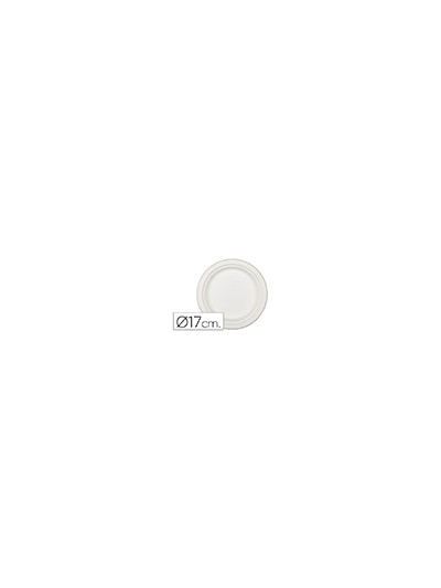 Plato de fibra natural nupik biodegradable blanco 17 cm de diametro apto microondas paquete de 50 unidades