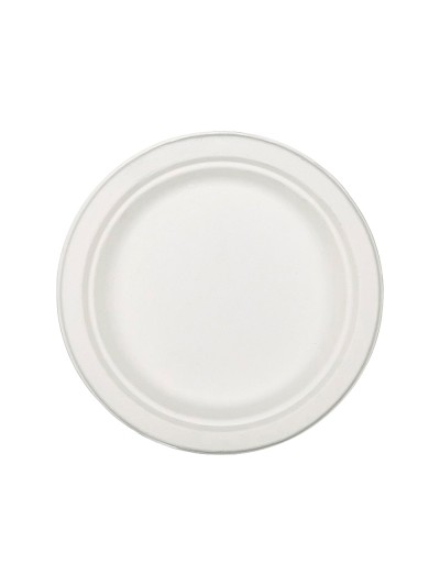 Plato de fibra natural nupik biodegradable blanco 17 cm de diametro apto microondas paquete de 50 unidades