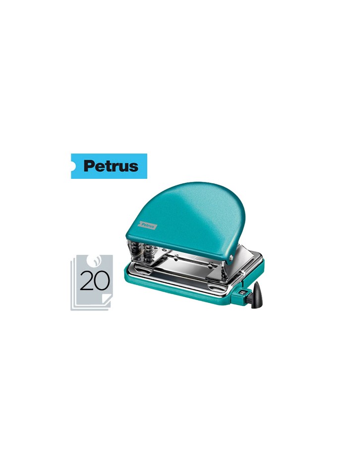 Taladrador petrus 52 wow turquesa metalizado capacidad 20 hojas en blister Taladrador petrus 52 wow turquesa metalizado capacidad 20 hojas en blister