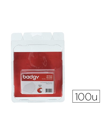 Tarjeta pvc para impresora badgy grosor 0,50 mm pack de 100 unidades