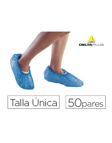 Cubre calzado delta plus polietileno azul talla unica caja de 50 pares