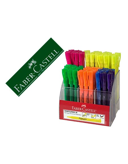 Rotulador faber fluorescente textliner 38 expositor 54 unidades colores surtidos