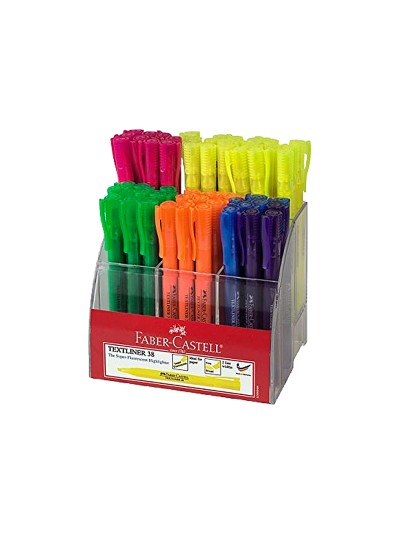 Rotulador faber fluorescente textliner 38 expositor 54 unidades colores surtidos
