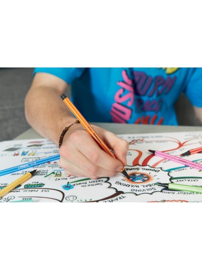Rotulador stabilo acuarelable pen 68 naranja neon 1 mm