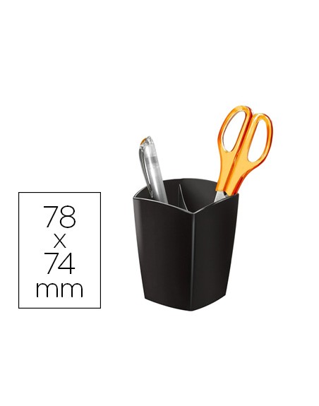 Cubilete portalapices cep negro opaco plastico magnetico 78x74x95 mm