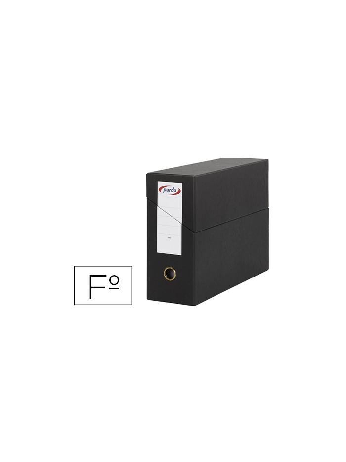 Caja transferencia pardo folio forrado extra doble lomo 80 mm estuche interior con tarjetero negra Caja transferencia pardo folio forrado extra doble lomo 80 mm estuche interior con tarjetero negra