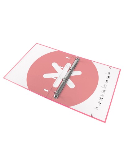 Carpeta con recambio antartik a4 cuadro 5mm forrada 4 anillas 25mm redondas color coral