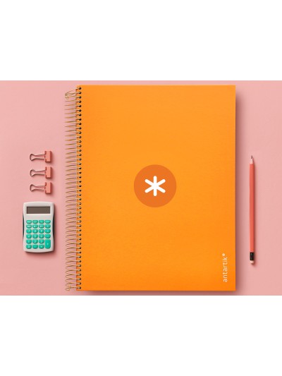 Cuaderno espiral a4 micro antartik tapa forrada 120h 90 gr cuadro 5mm 5 bandas 4 taladros color mostaza